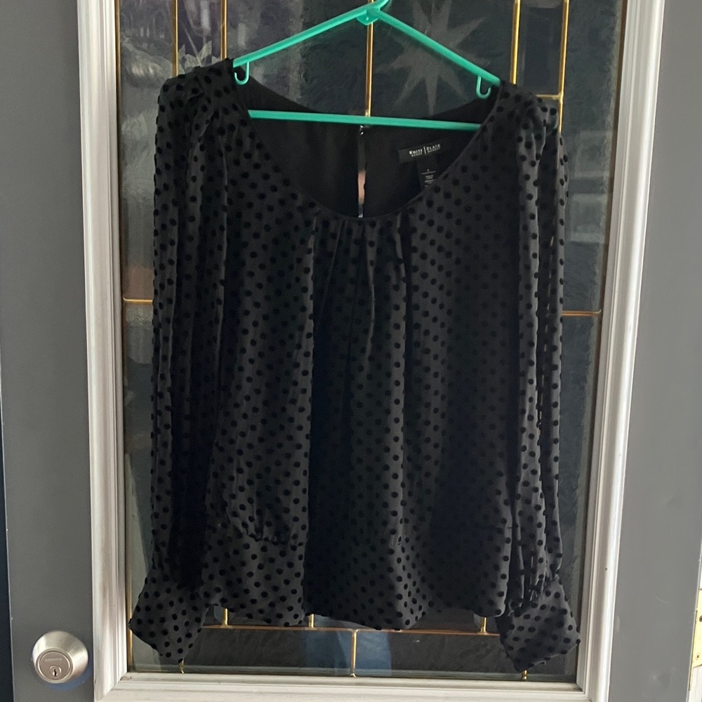 White House Black Market Black Polka Dot Blouse